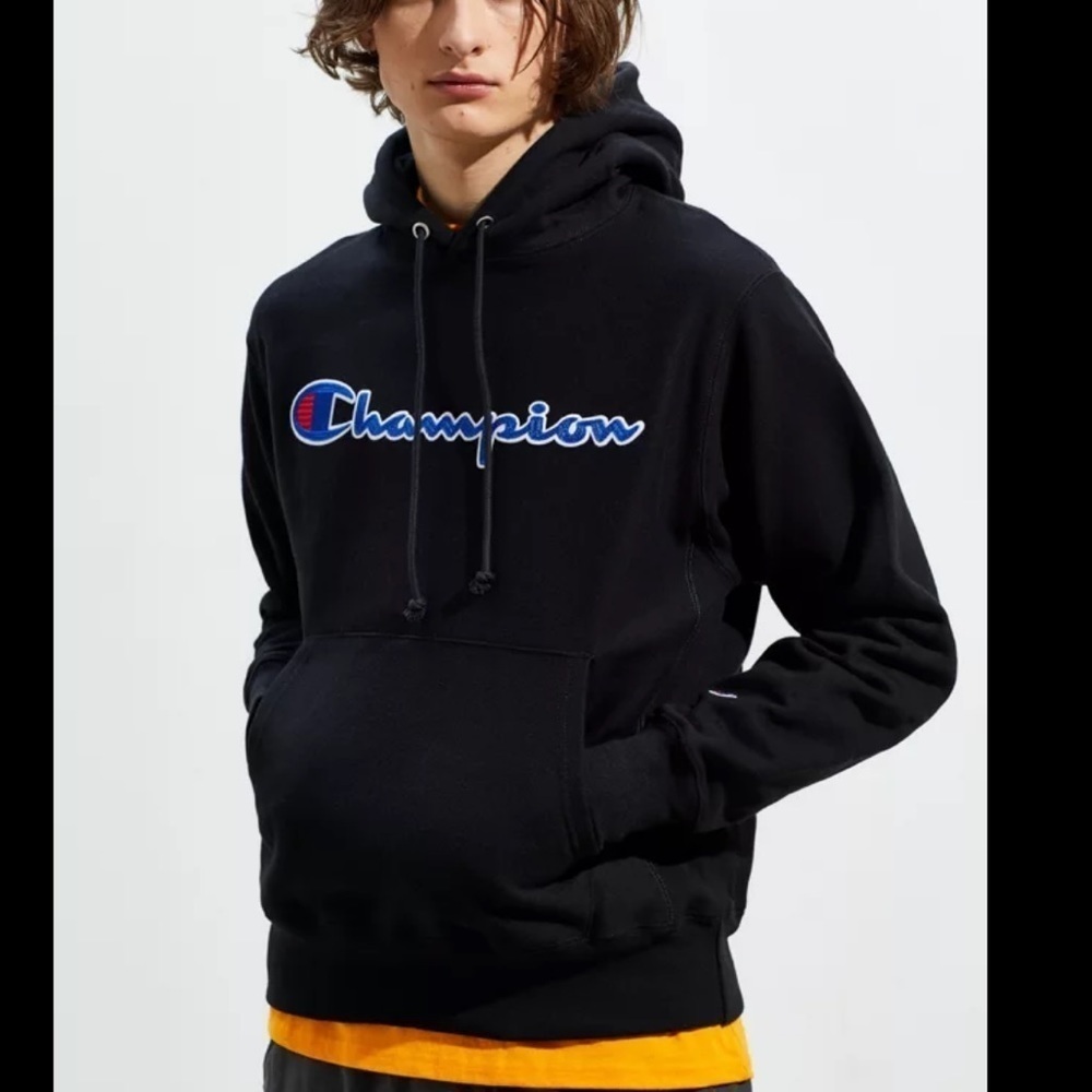 Campion reverse weave black hooded sweatshirt XL